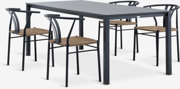 LANGET L207 table + 4 TAGMARK chair black