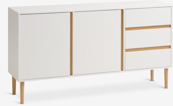 Buffet FENSMARK 2 portes 3 tiroirs blanc/chêne
